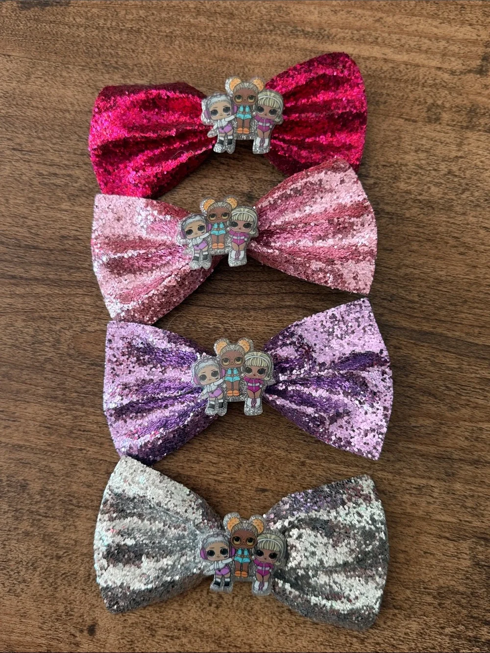 L.O.L. Surprise! Glitter Bow Hair Clips - Hot Pink, Light Pink, Purple, Silver
